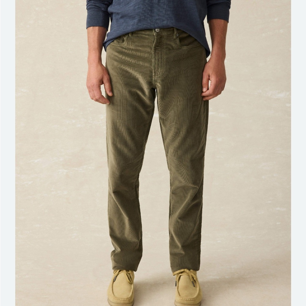 Faherty Men's Green Corduroy Pants